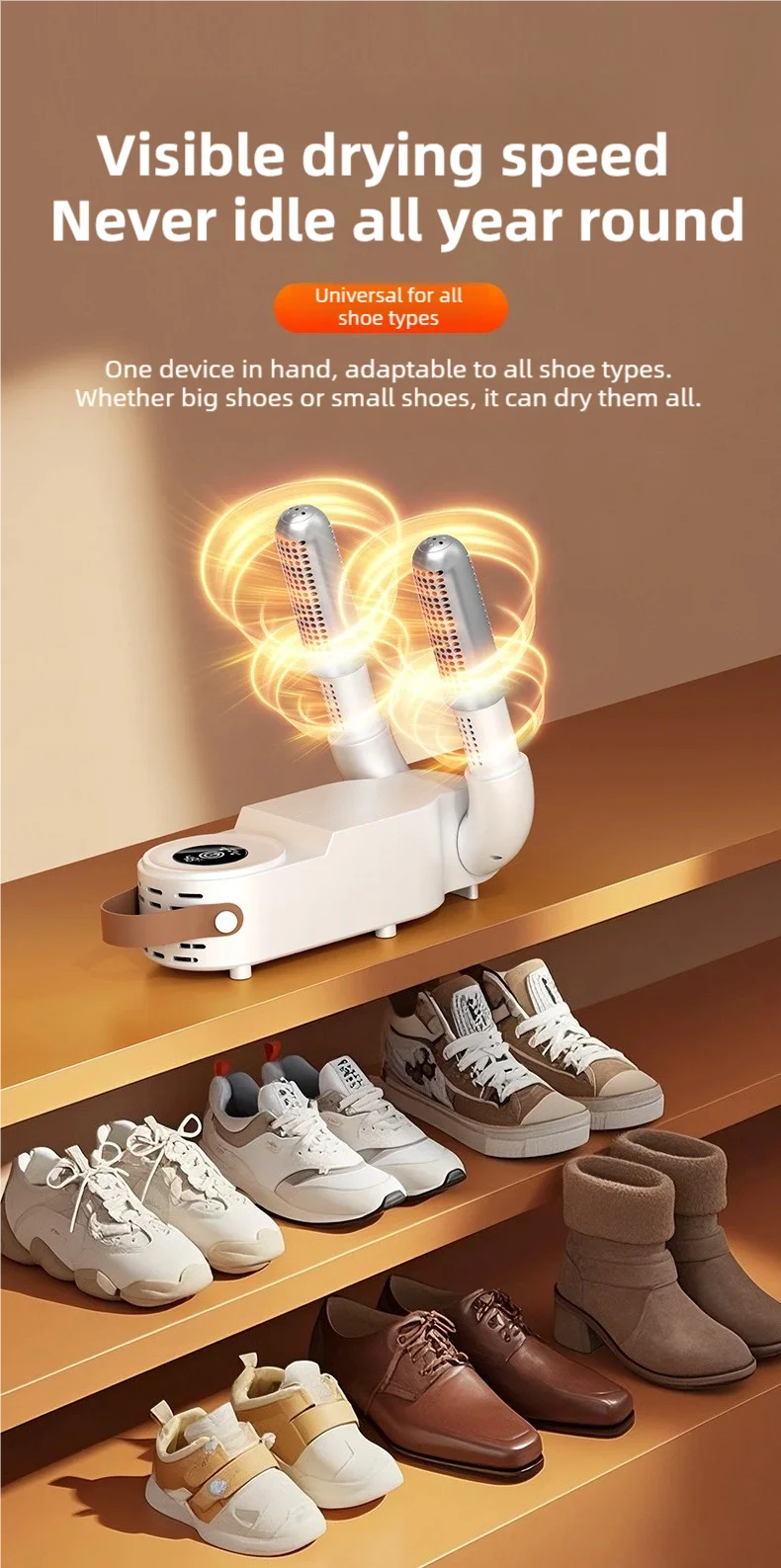 TINSOL nouveau sèche-chaussures pliable à écran tactile chauffage rapide stérilisation chauffage chaussettes sèche-chaussures désodorisant à l'air chaud déshumidificateur